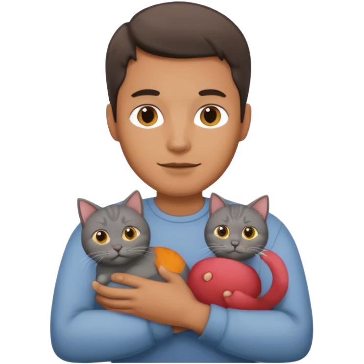 A man holding a cat emoji