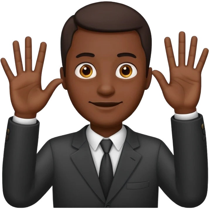 dark-skinned man waving hand with seven fingers emoji style emoji