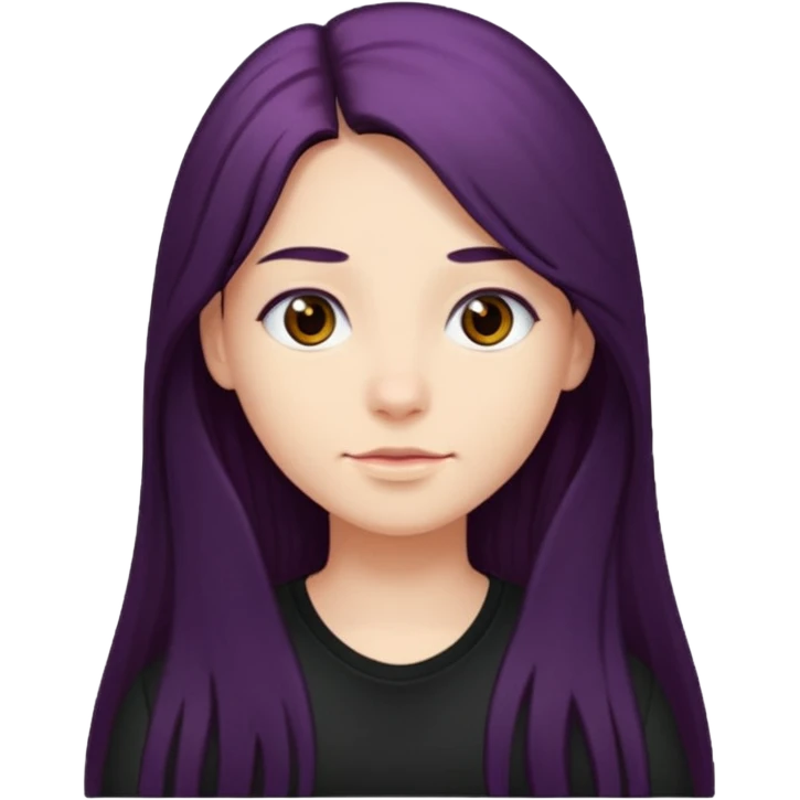 A avatar whit black shirt and berry long hair emoji
