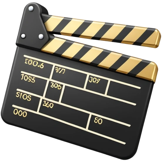 movie slate emoji with gold upper rectangle and white lower rectangle, black diagonal line across front emoji