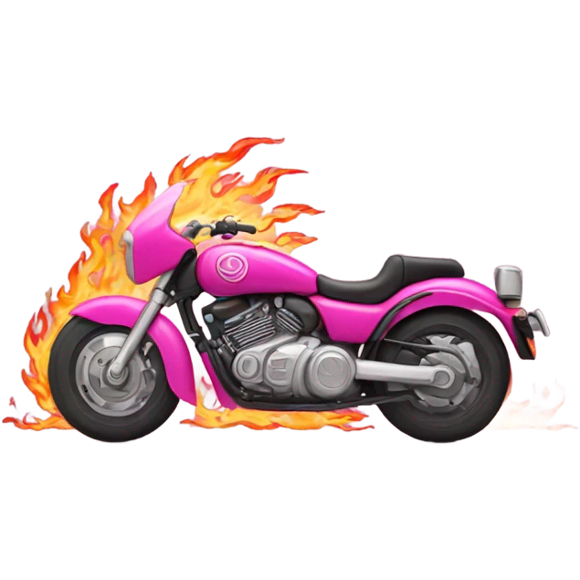pink motorcycle with flames emoji
