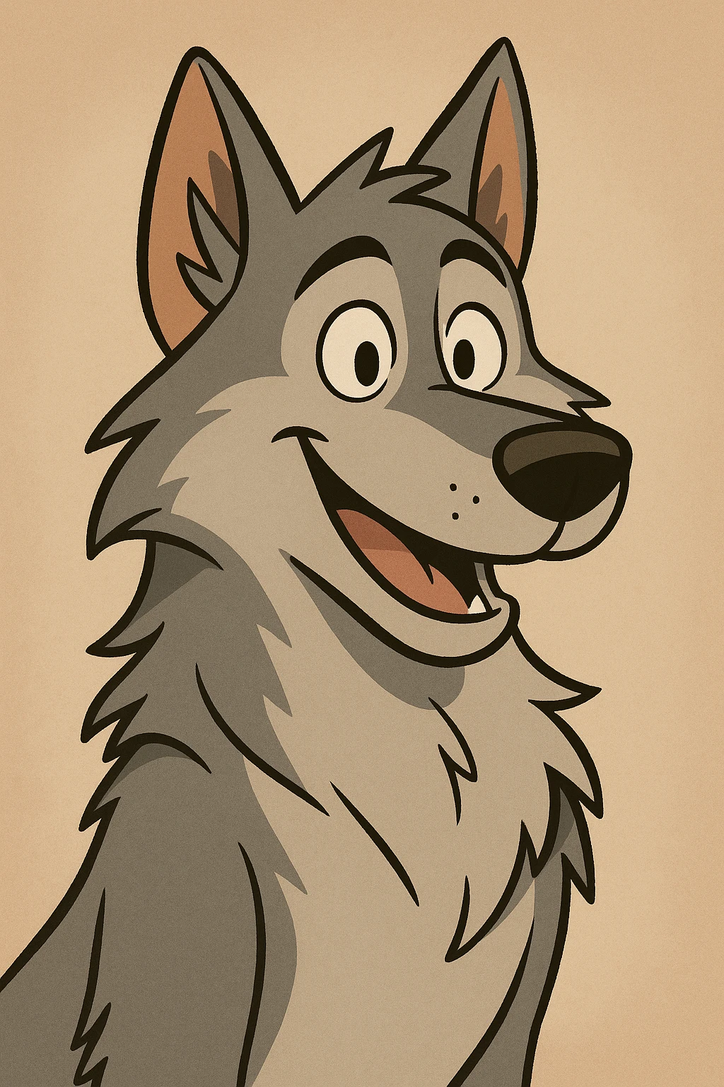 cartoon style wolf with friendly expression, simple background emoji