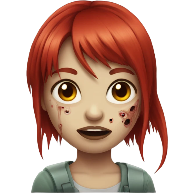 zombie girl with long red hair and bangs emoji