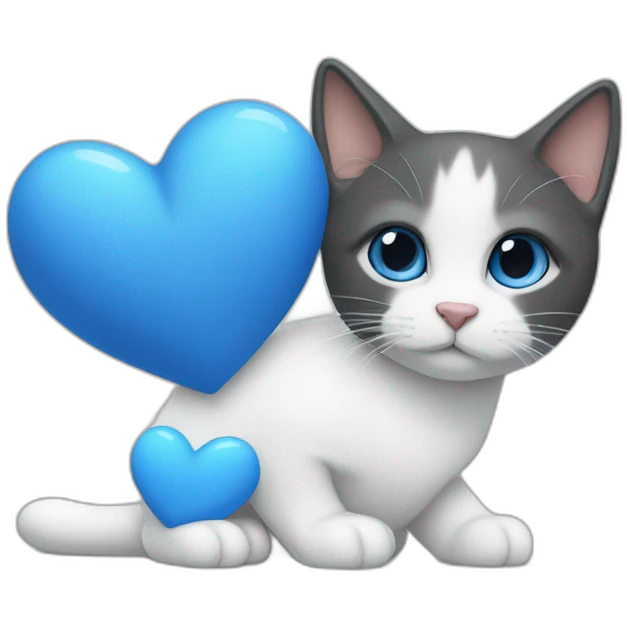 blue love, white love, cat, love emoji