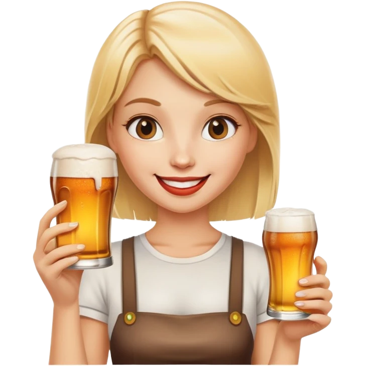 happy blonde girl with burger and beer  emoji