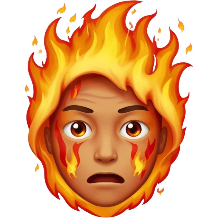 Make an emoji of a person tearing themself apart with flames and their on fire emoji