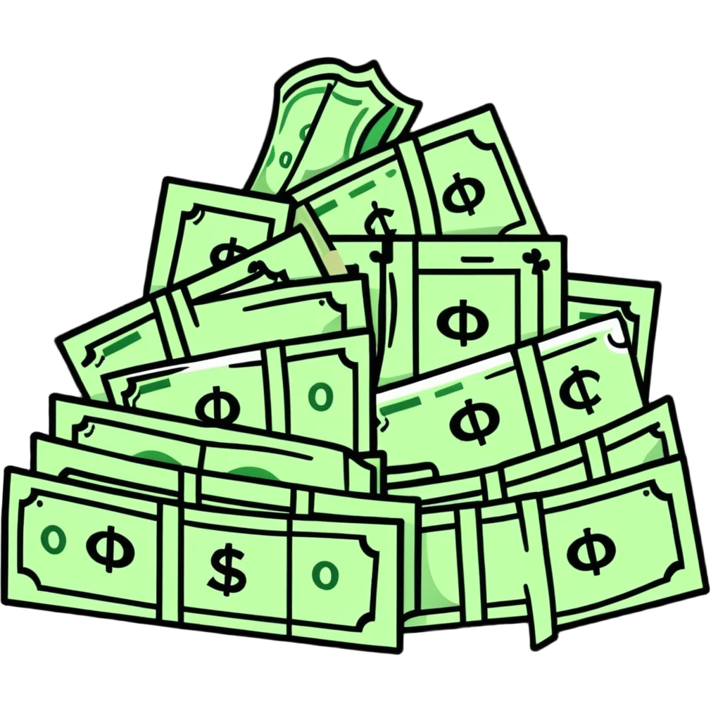 mountain of cash money bills emoji