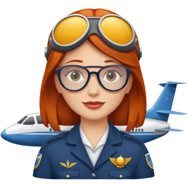 pilote d'avion femme rousse avec lunette de soleil emoji