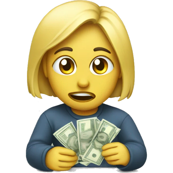 wiping tears with money emoji