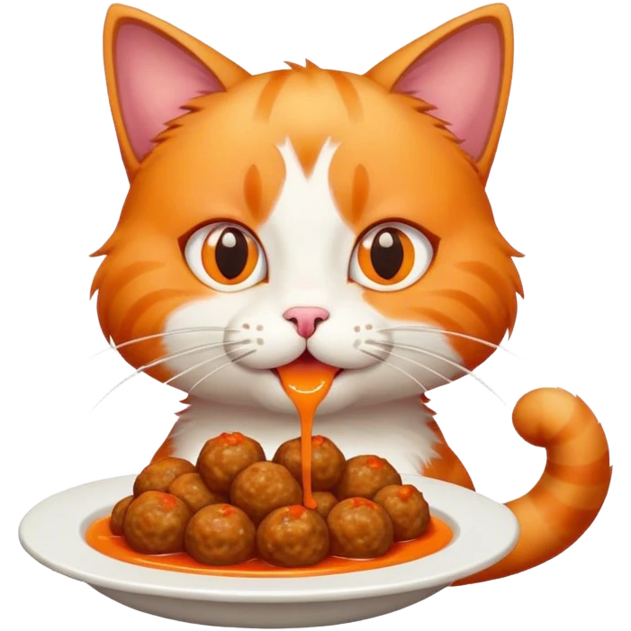 Cat eating meatballs  emoji