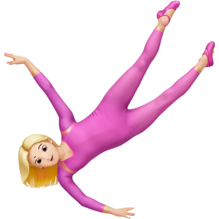dancer-gymnast child with blonde hair in pink tights doing a split emoji