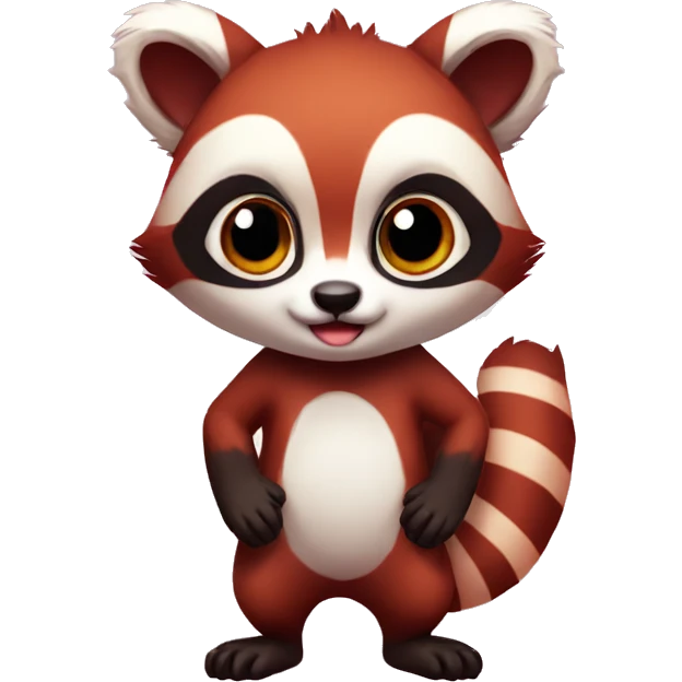 Cute red raccoon-panda-lemur-hybrid full body emoji