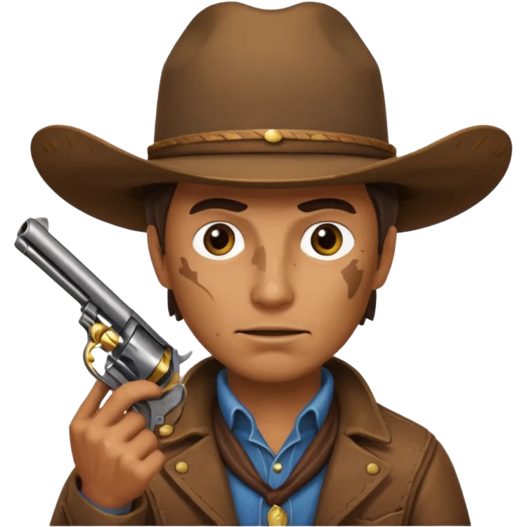 A cowboy pointing his revolver in your face  and saying, "Give me your money." emoji