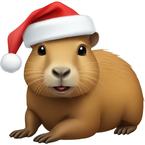 Capybara wearing a Santa hat emoji