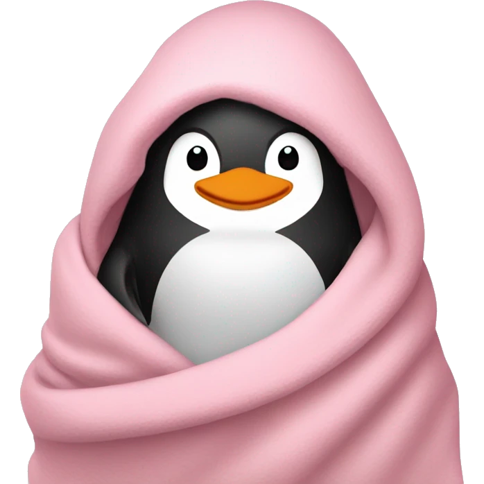 Cozy penguin in light pink blanket  emoji