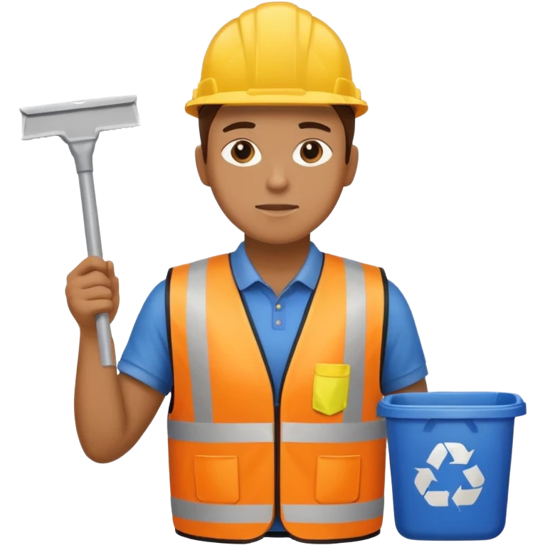 waste-management, safety vest, trash picker, cleaning up trash emoji