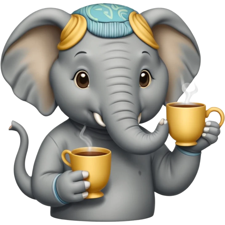 elephant with tea cup emoji