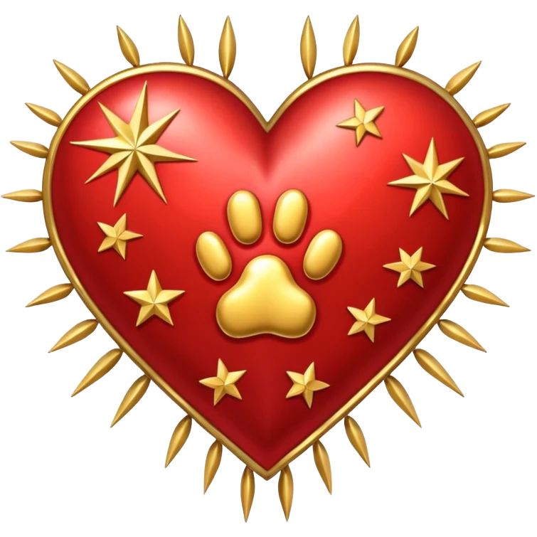 heart with a paw print and a starburst emoji