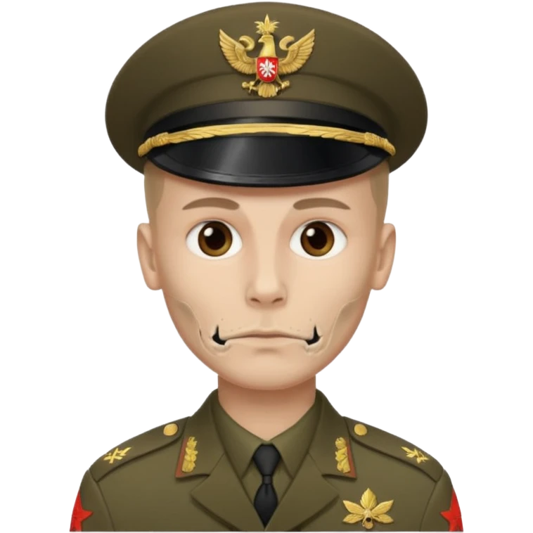 generate a realistic Russian soldier, but with a bare skull instead of a head emoji