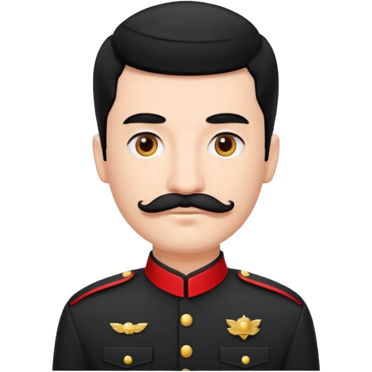 Voici ma recherche Homme cheveux noirs moustache carré uniforme noir et rouge emoji