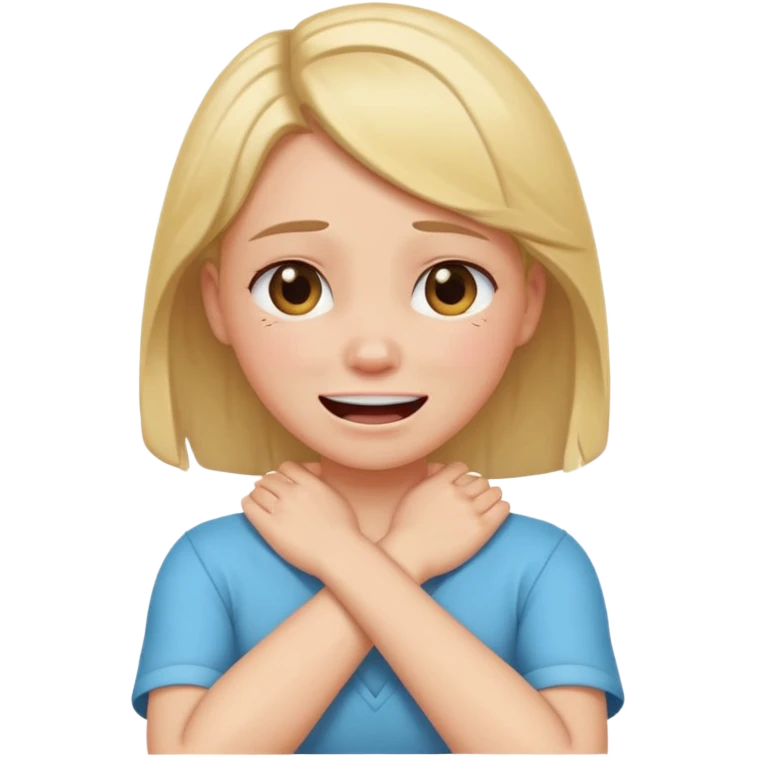 arms crossed holding neck crying laughing girl emoji
