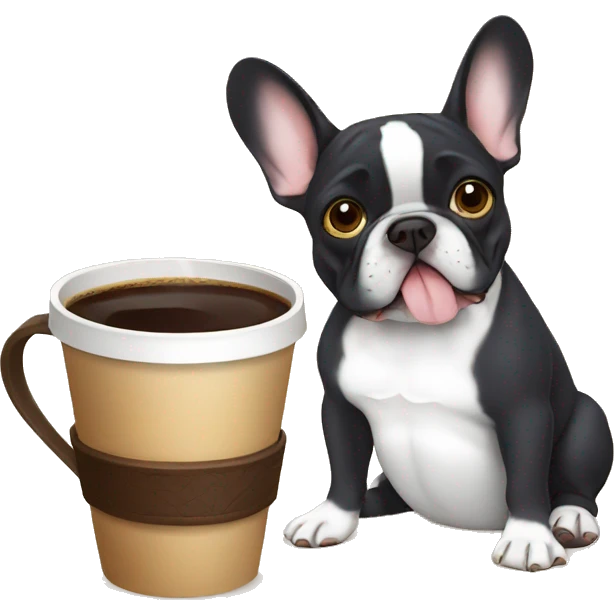 FRENCH BULLDOg drinking coffee emoji