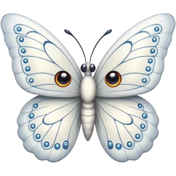 white butterfly with cute happy eyes emoji