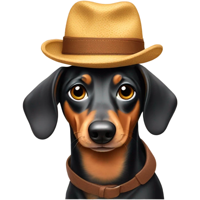 Weiner dog wearing a hat emoji