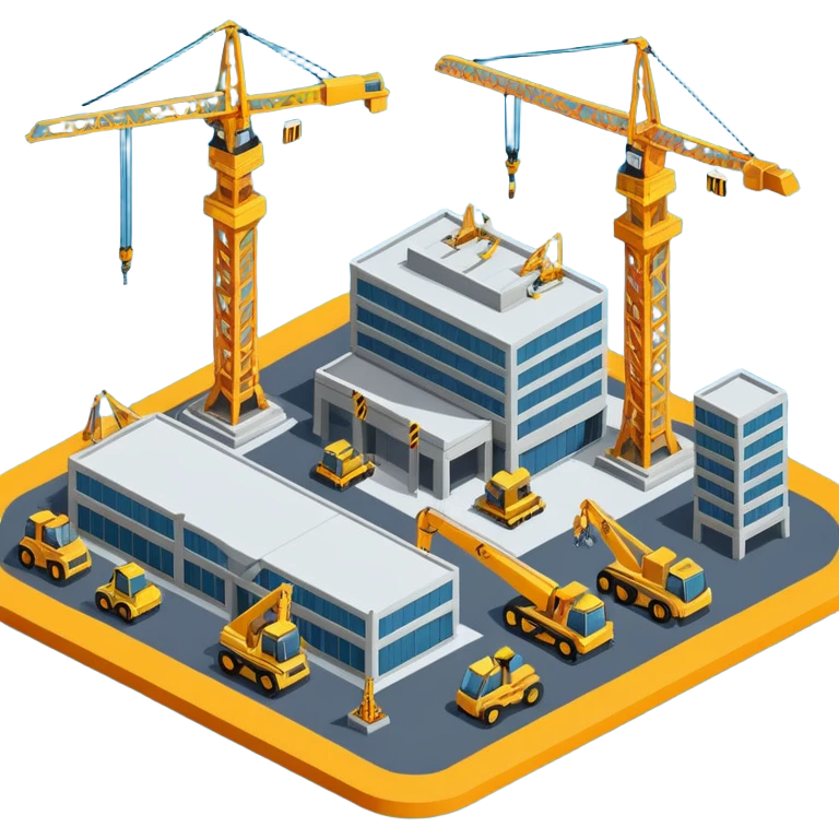 isometric construction site of airport emoji