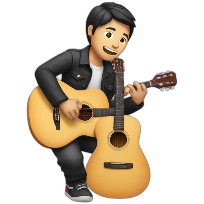 Asian man playing a guitar emoji