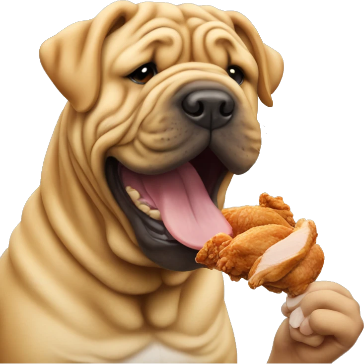 Shar pei eating chicken emoji