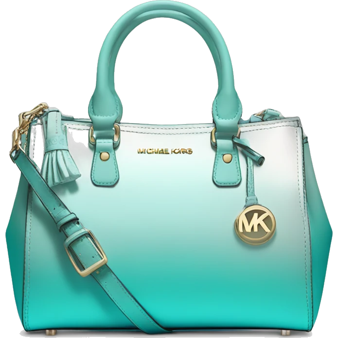 Realistic isolated metallic tiffany blue ombre Michael Kors satchel purse.  emoji