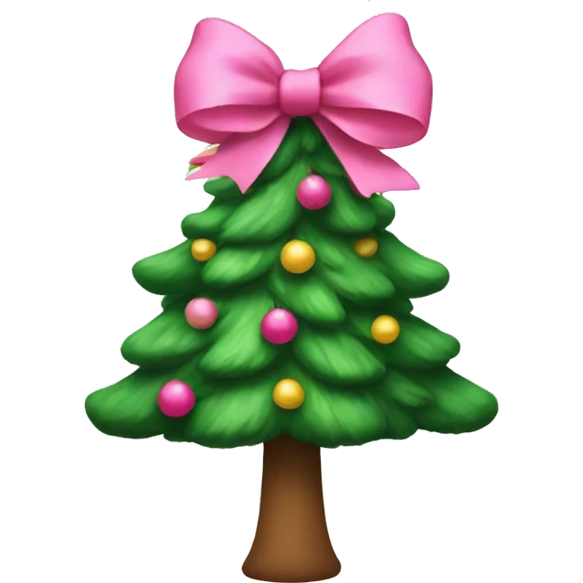 Christmas tree with a pink bow on top  emoji