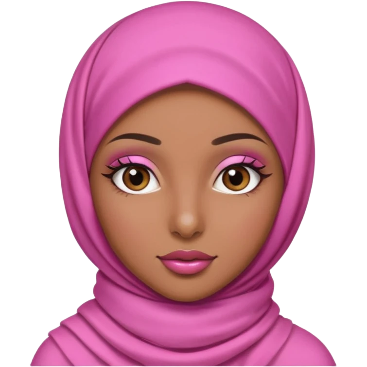 Pretty girl with pink hijab and brown skin with long eye lashes and lipgloss emoji