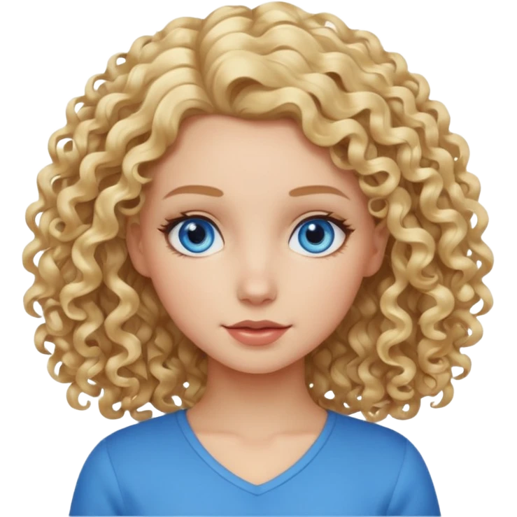 blonde white girl curly hair blue eyes emoji