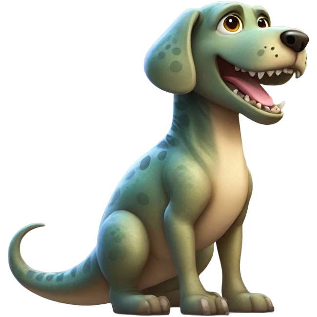 Dog riding dinosaur  emoji