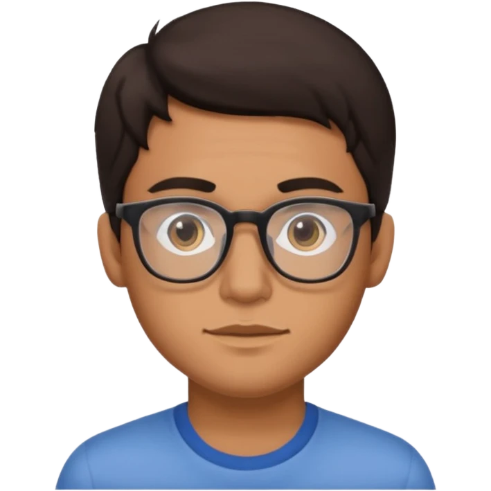 chico joven cabello marron oscuro con lentes estilo ios 18 emoji