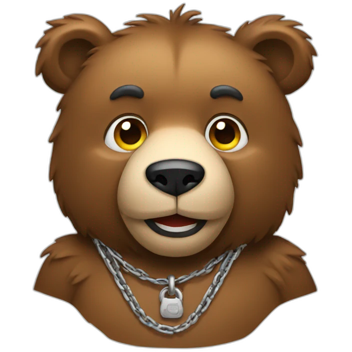 bear wearing a chain 3/4 view emoji