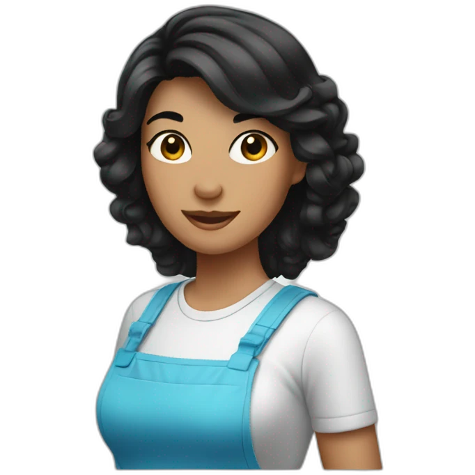 Lady black hair cleaning emoji