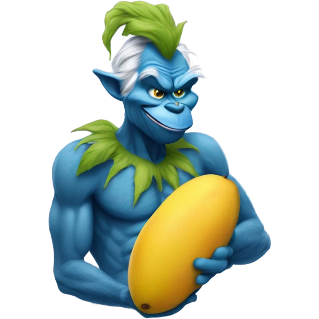 Blue grinch eating mangoes  emoji