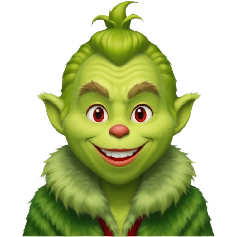 male in green fur coat like grinch emoji