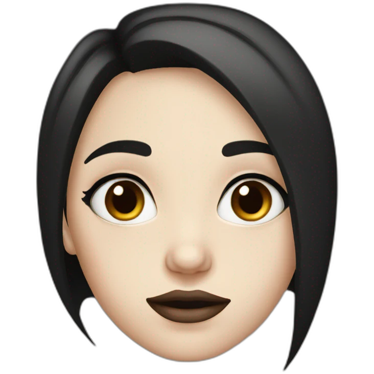 Pale girl with dark brown eyes, black hair and wide lips emoji