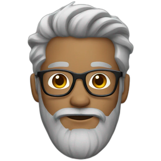 Skater with a gray hipster beard and gray hair emoji