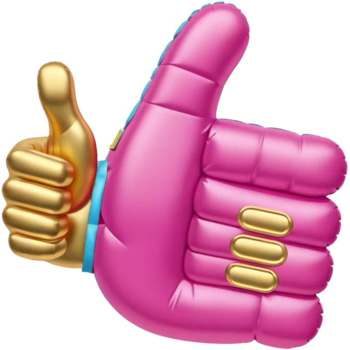 ornate pink gold and light blue inflatable thumbs up emoji