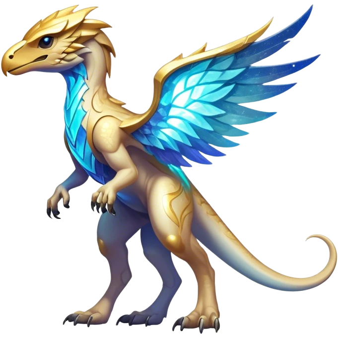 Shiny Sparkly Futuristic Celestial Magical Ethereal Godly Divine Nebula-Fakemon-Pokemon-Digimon-Spectrobes-Raptor-fusion, full body emoji