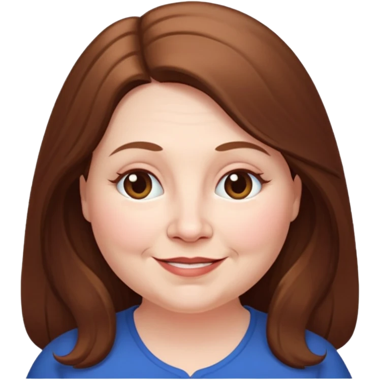 50 yr old white woman pale long brown hair small smile chubby emoji