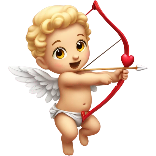 baby cupid with a bow throwing a heart emoji