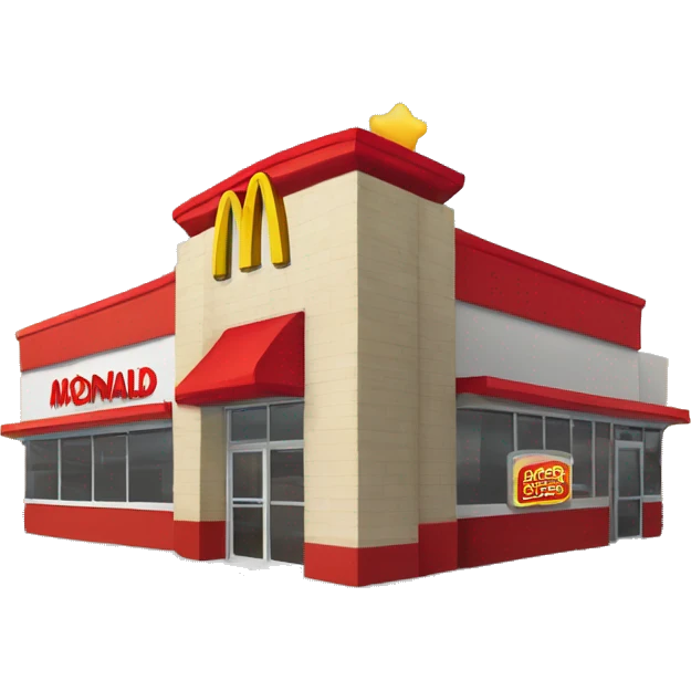 “McDonald’s store with the iconic golden arches, a red and yellow color scheme, and a simple, recognizable design that captures the essence of a fast food restaurant.” emoji