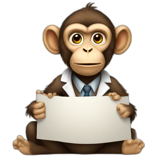 professor monkey holding a sign like emoji