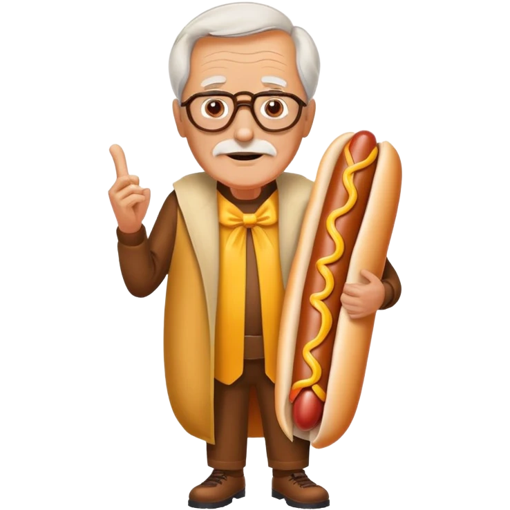 Old man wearing a hot dog emoji